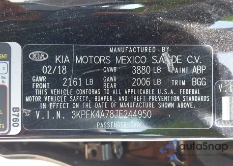 2018 Kia Forte Lx z USA, uszkodzony, nr VIN 3KPFK4A78JE244950
